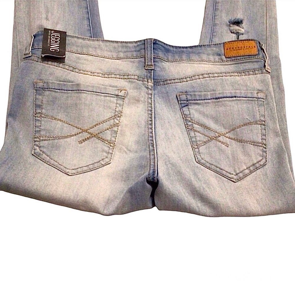 NWT Aeropostale Low Rise Distressed Jeggings Skinny Jeans Size 0 - Picture 3 of 10